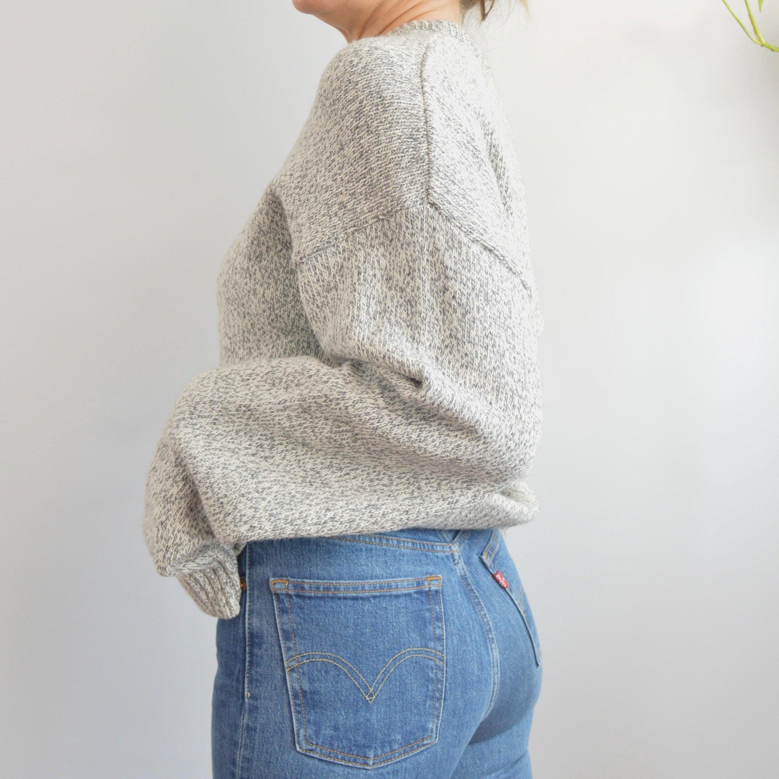 gray marled cotton and wool blend northwoods crew neck
