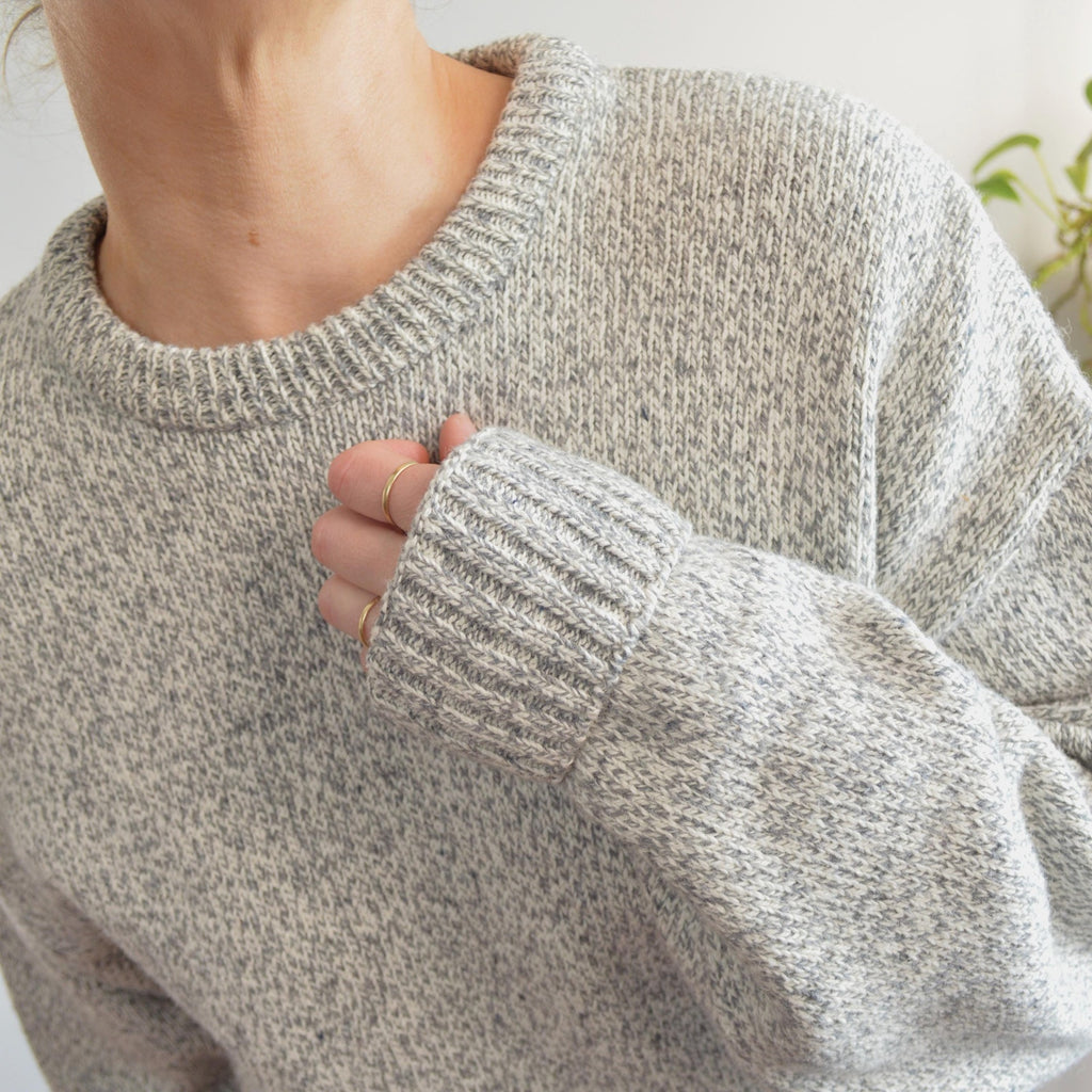 gray marled cotton and wool blend northwoods crew neck