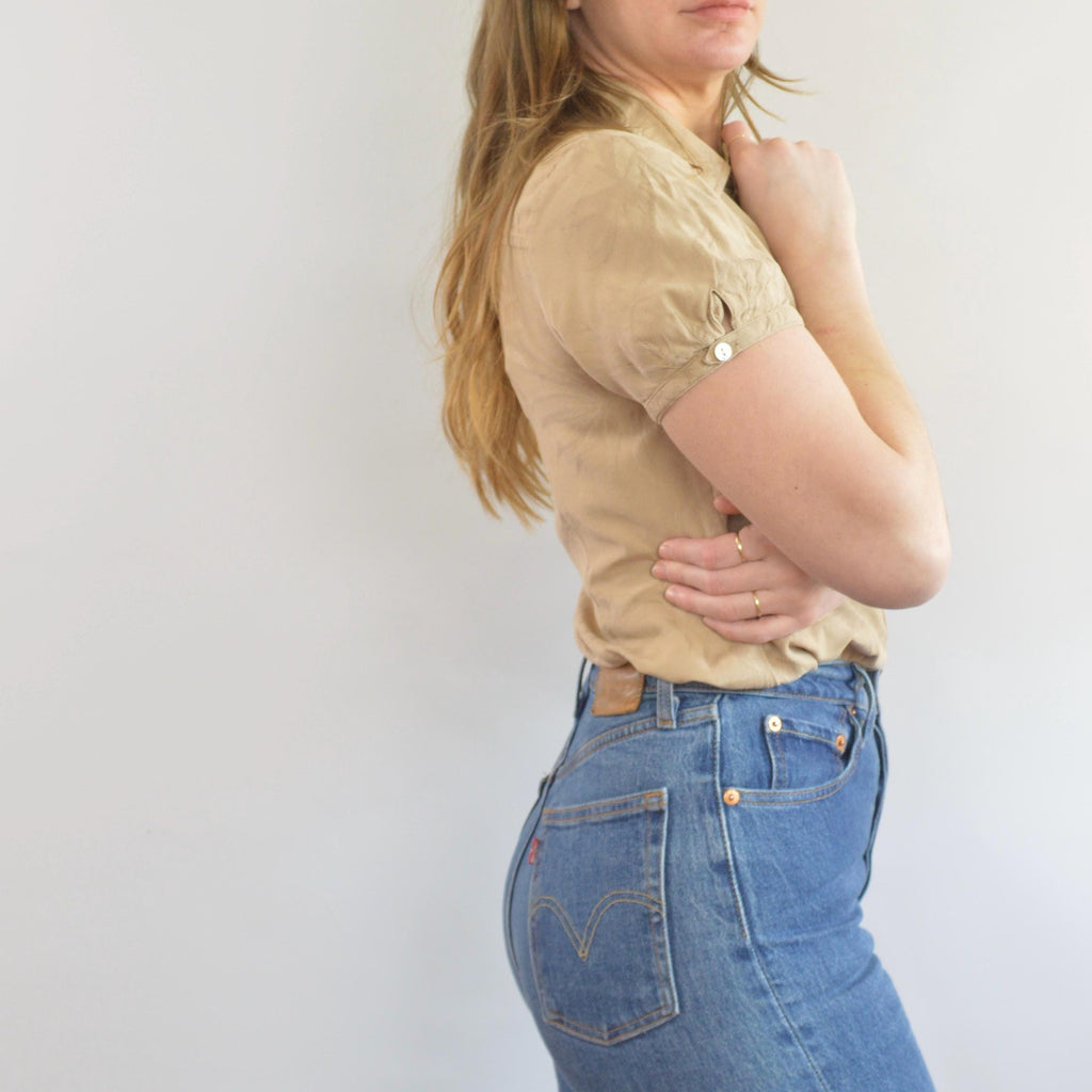 silk tan caribbean joe petite button down