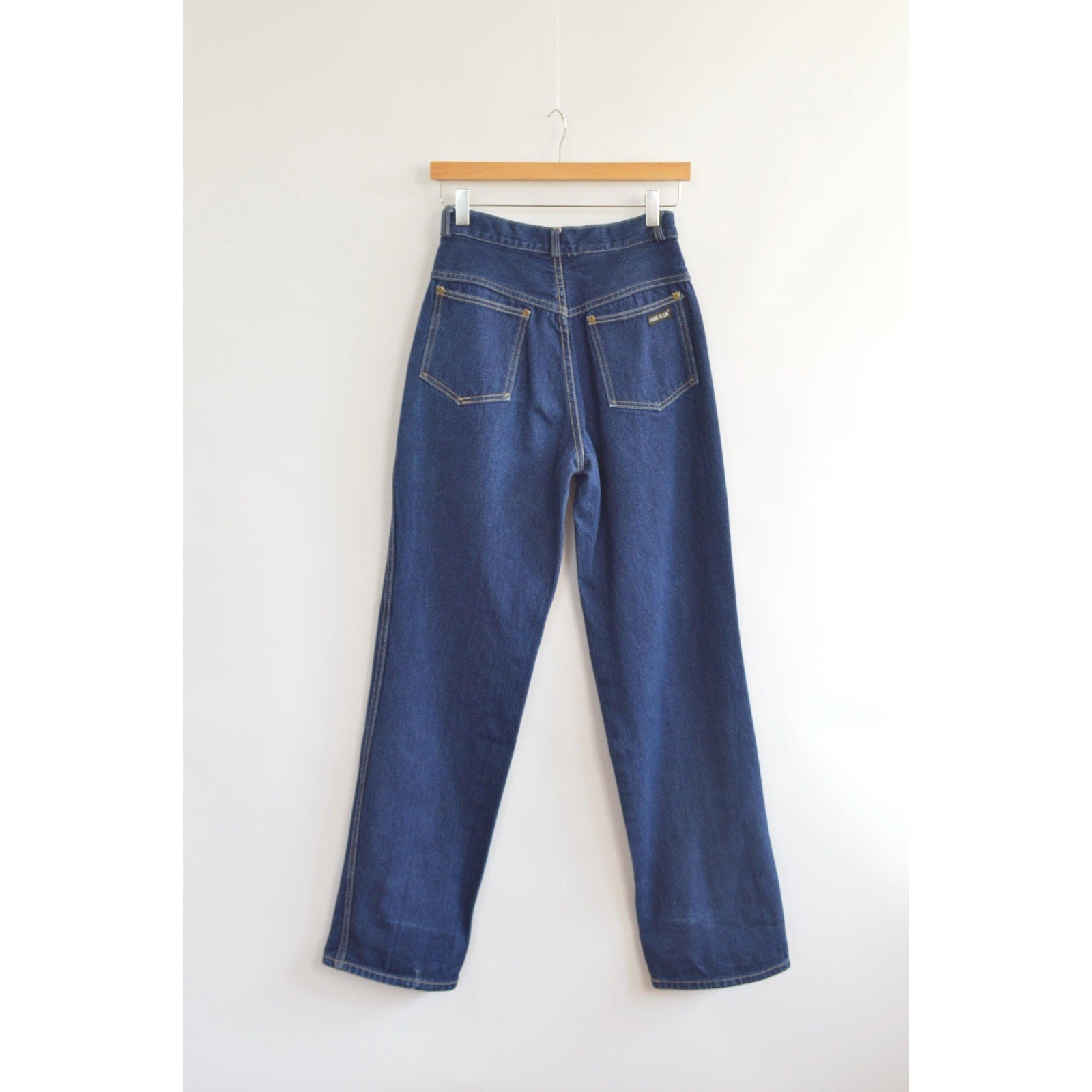 27 x 32.5 high rise dark wash straight wide leg vintage anne klein denim