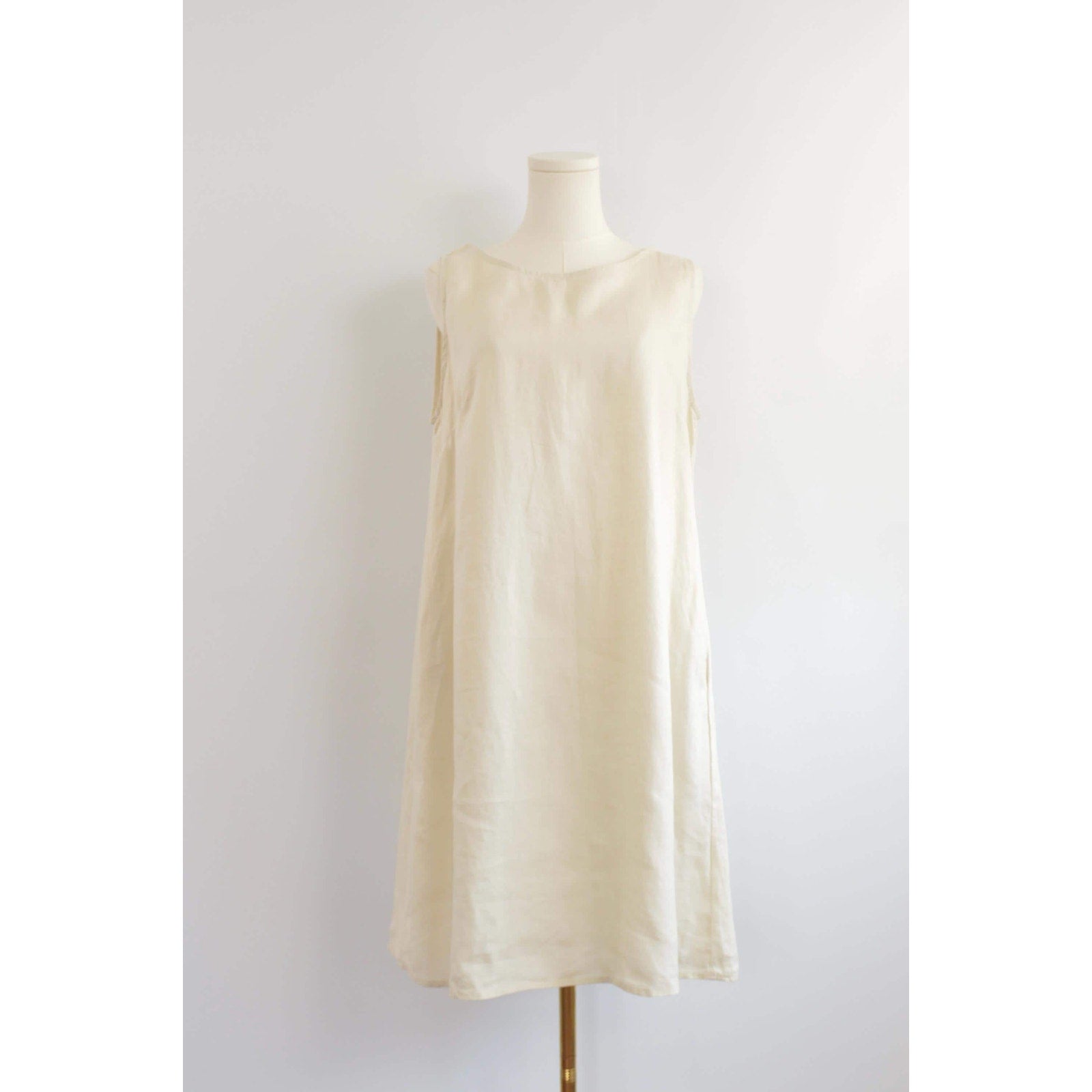 light beige linen tent tank dress with pockets