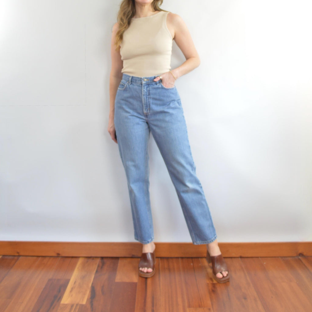 31 x 30 high rise mid wash land’s end 90s fit denim