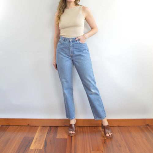 31 x 30 high rise mid wash land’s end 90s fit denim