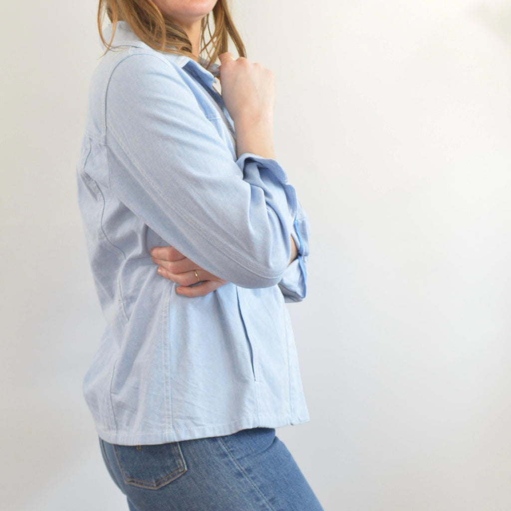 light wash cotton denim vintage western style shirt jac