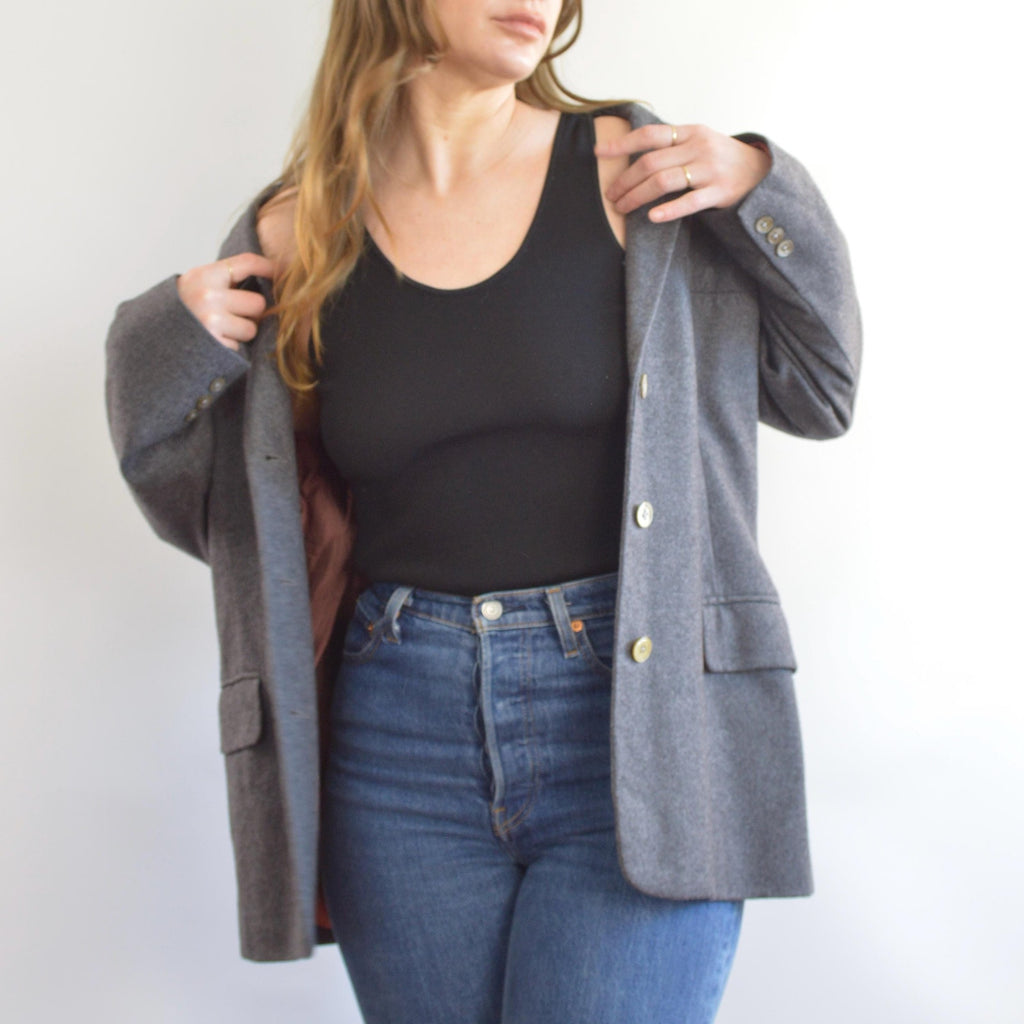 oversized wool blend vintage charcoal gray gap blazer