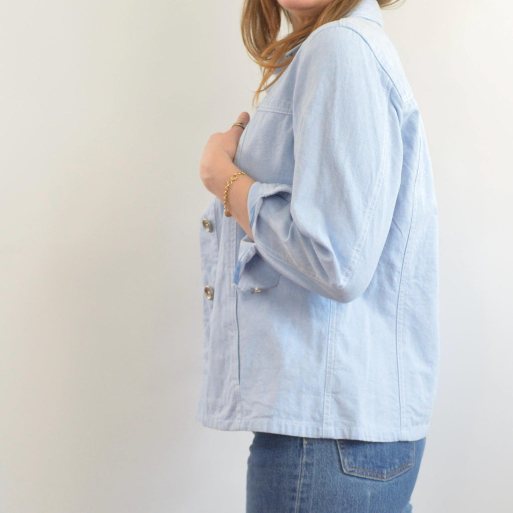 light wash cotton denim vintage western style shirt jac