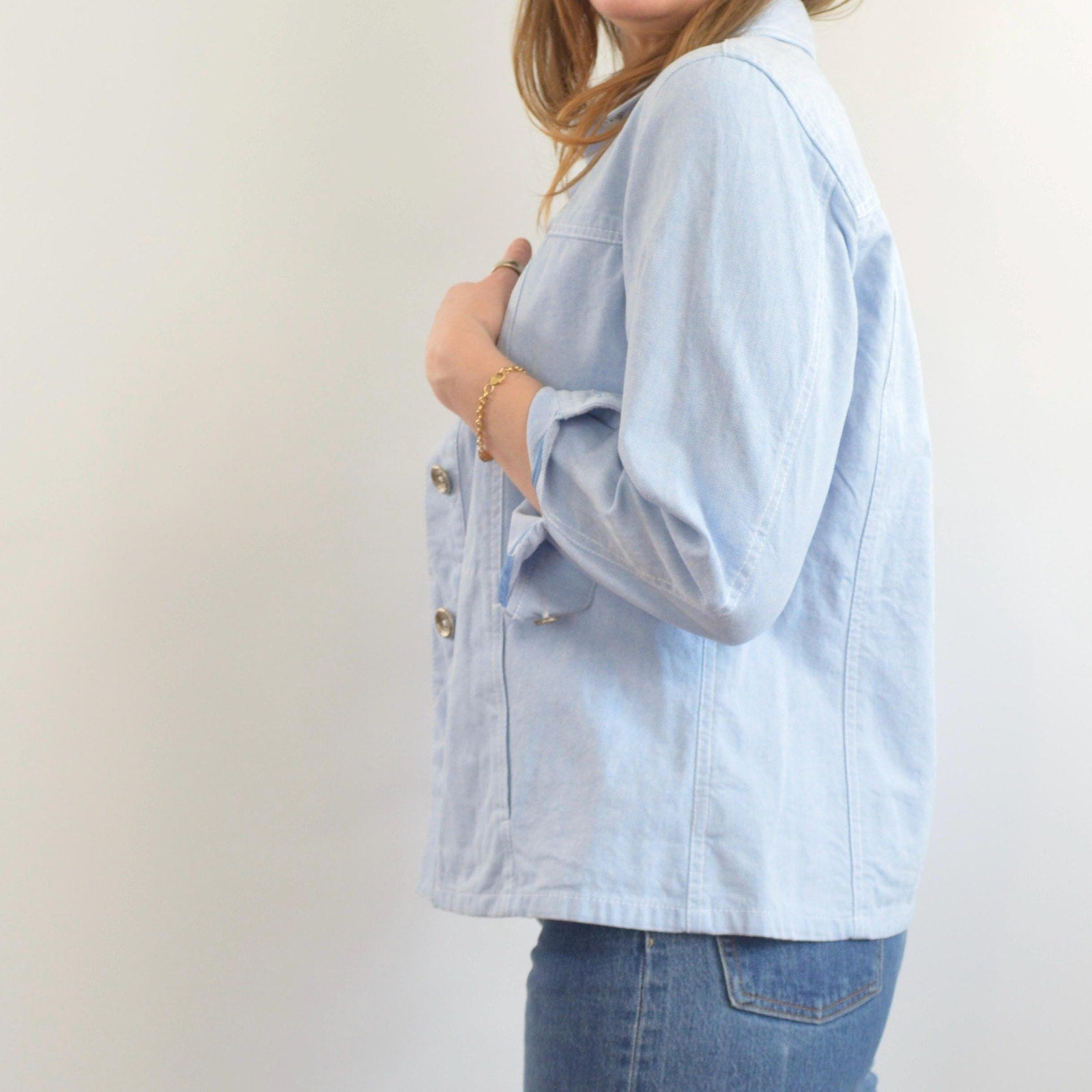 light wash cotton denim vintage western style shirt jac