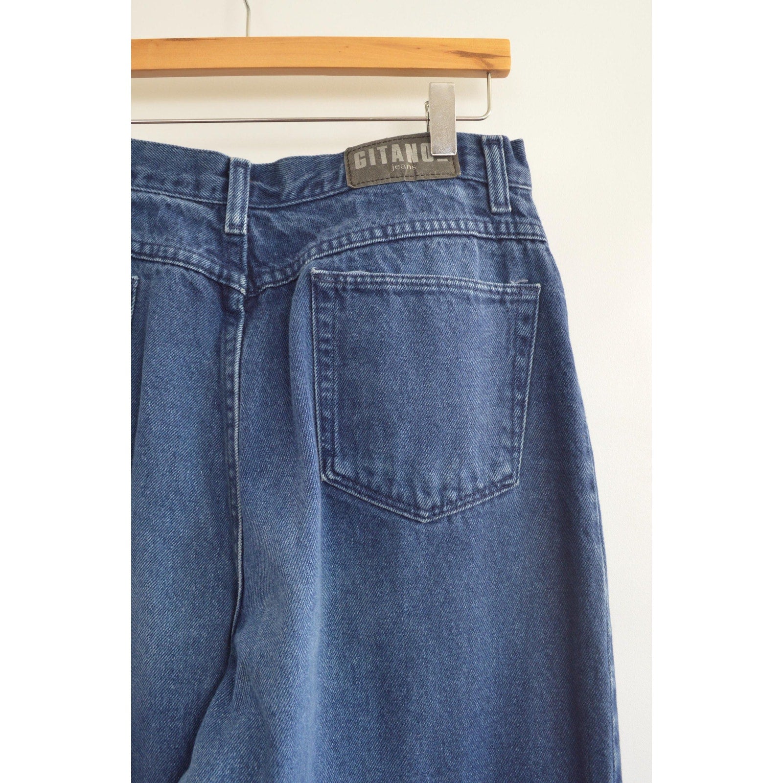 over dyed dark wash vintage high waisted straight leg gitanos