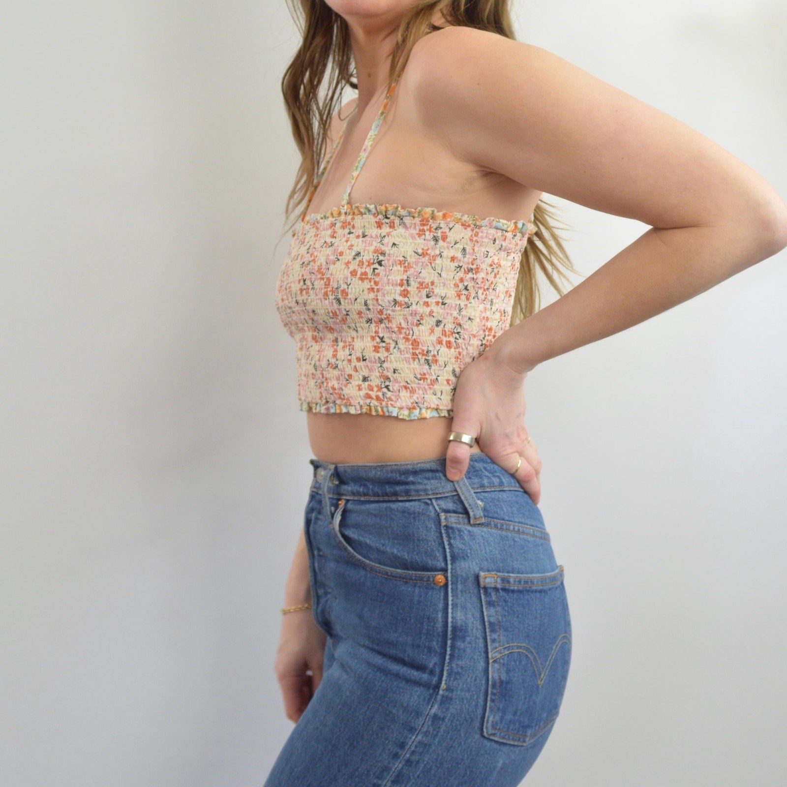 reversible cotton crop bandeau top with removable straps
