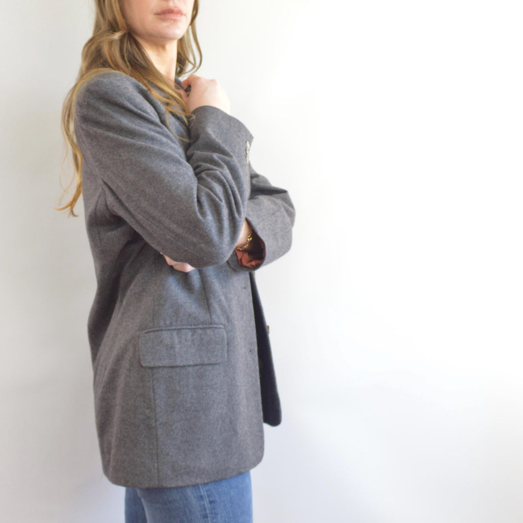 oversized wool blend vintage charcoal gray gap blazer