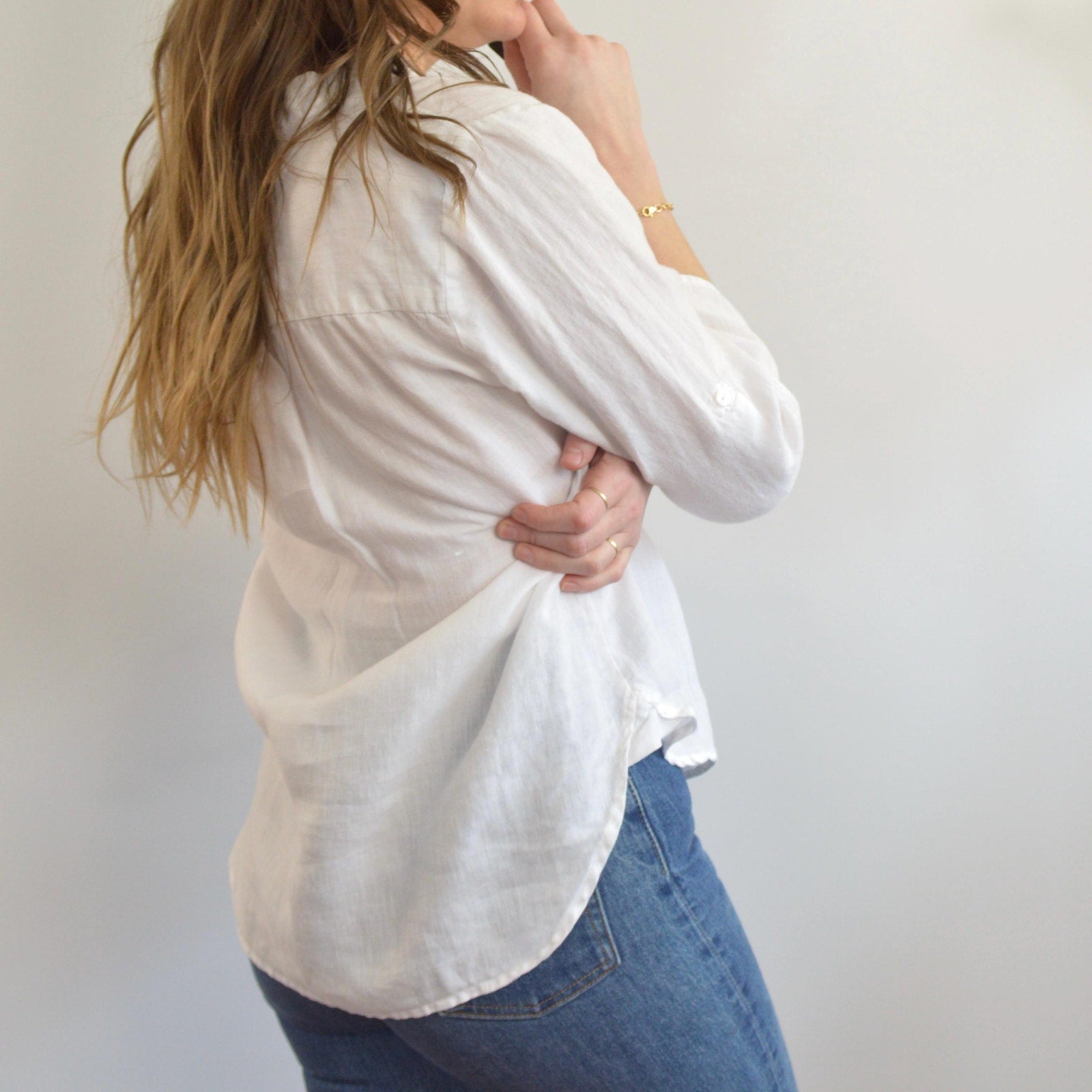 white pure linen vintage cynthia rowley blouse