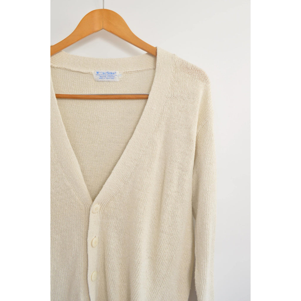 simple off-white silk and cotton blend cardigan