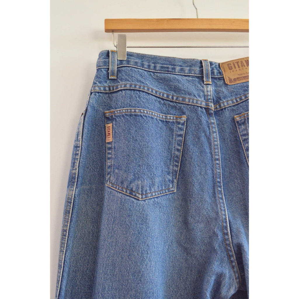 32 x 33 vintage high waisted long length gitano mid wash denim