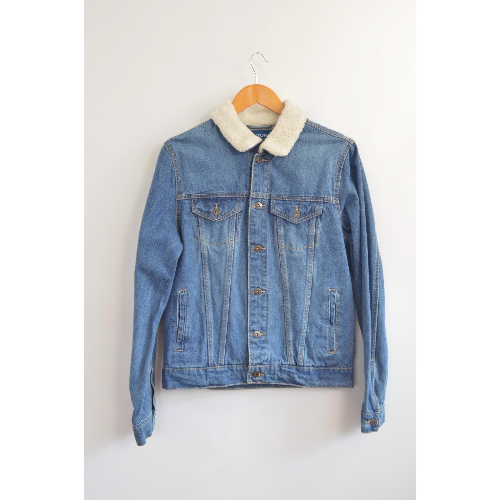 shearling collar cropped arizona jean jacket