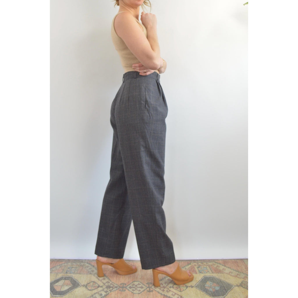 dark gray pure wool vintage andrea vicarro straight leg high waisted pants