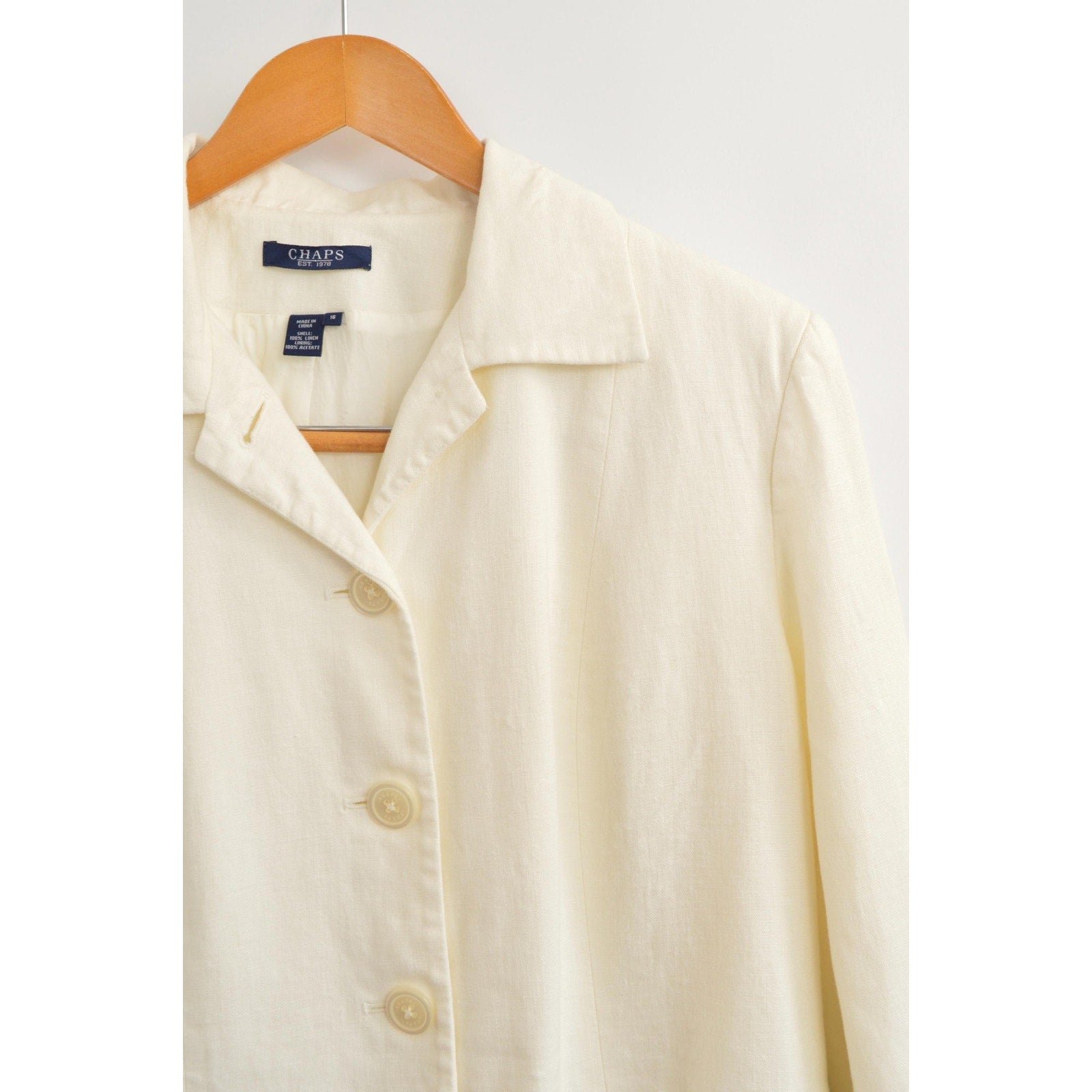 fully lined ivory cropped linen vintage chaps blazer