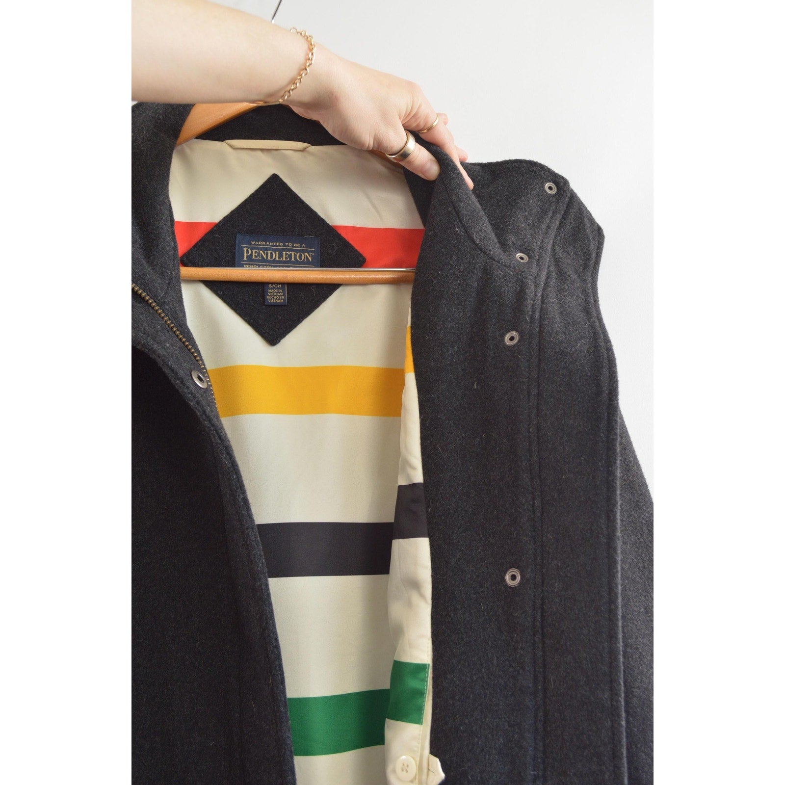 dark charcoal gray vintage pendleton zip up overcoat