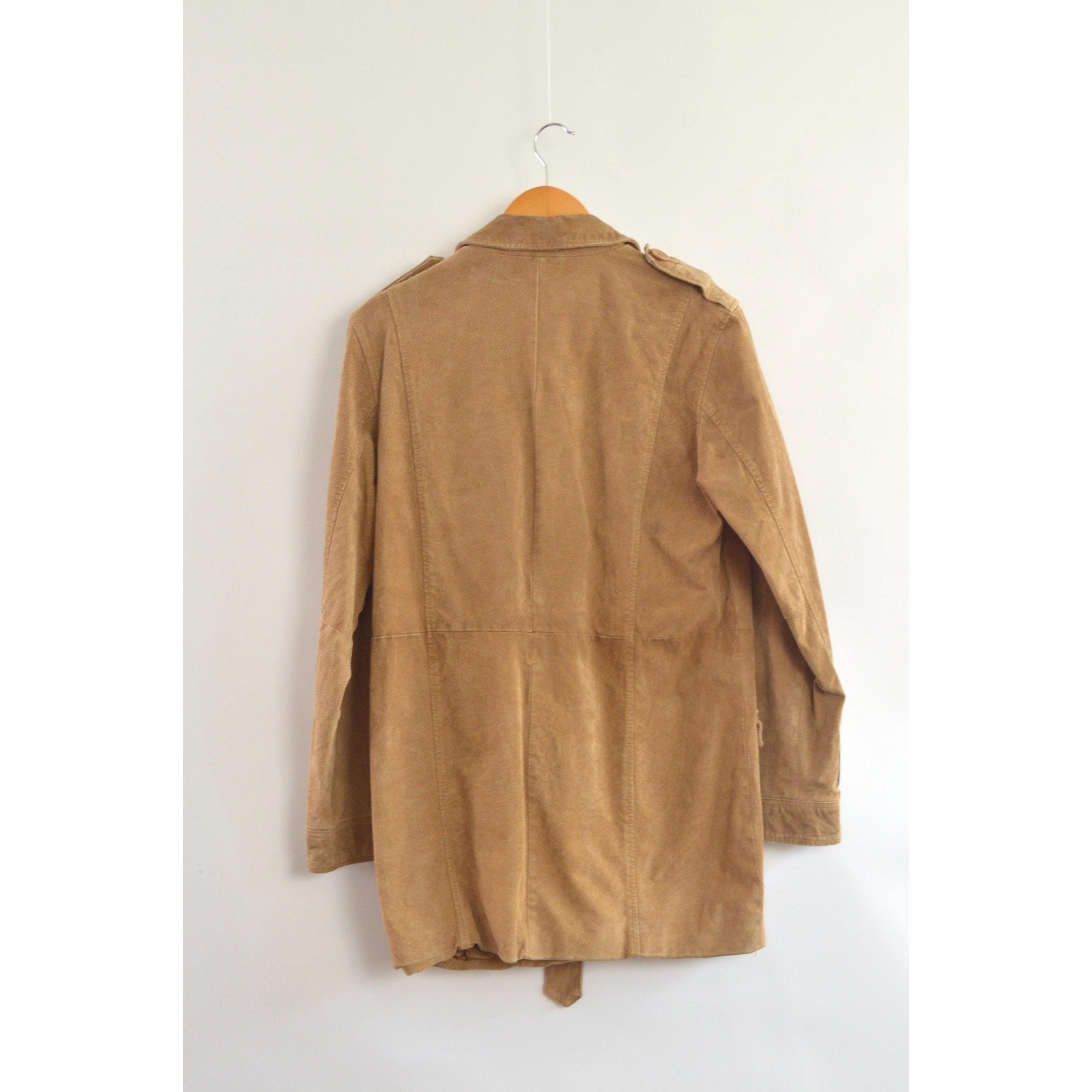 fully lined light brown vintage suede chore coat