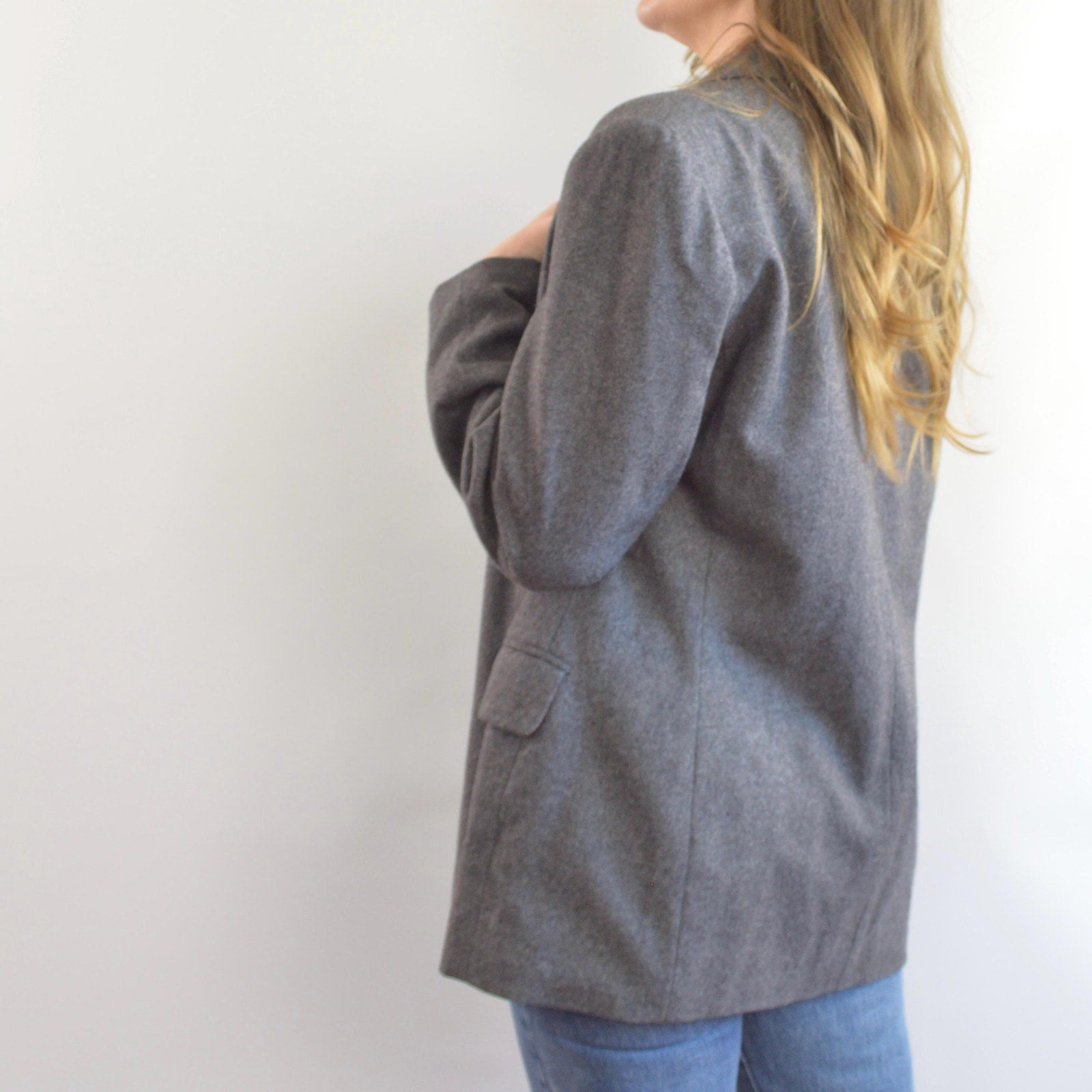 oversized wool blend vintage charcoal gray gap blazer