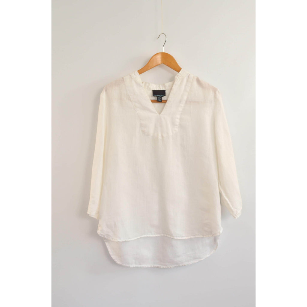 white pure linen vintage cynthia rowley blouse