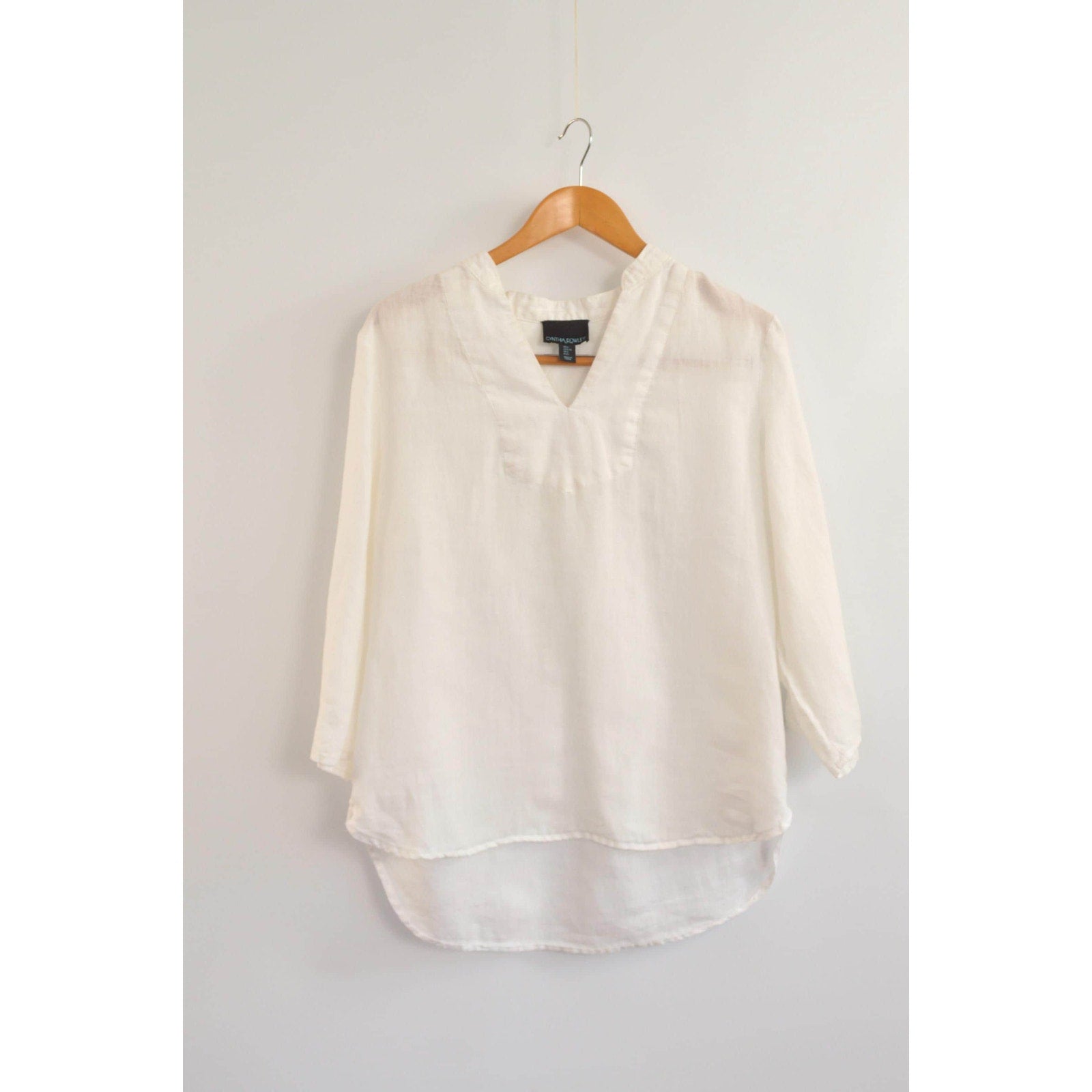 white pure linen vintage cynthia rowley blouse