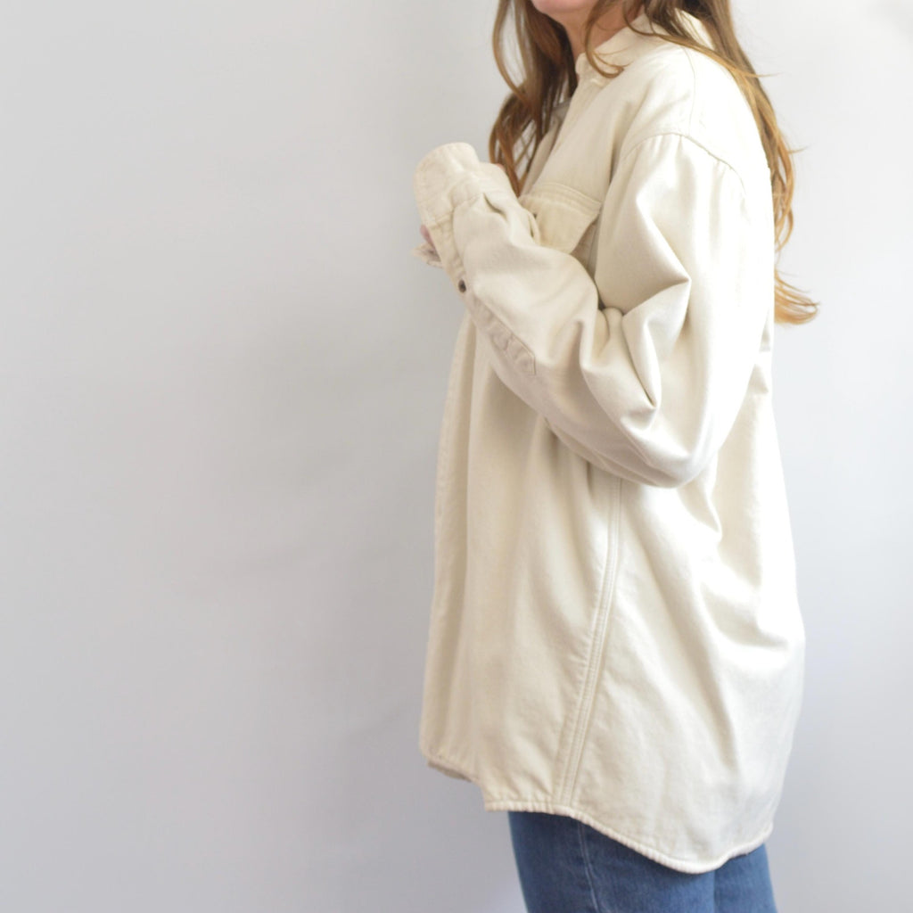 fleece lined cream cotton chore coat