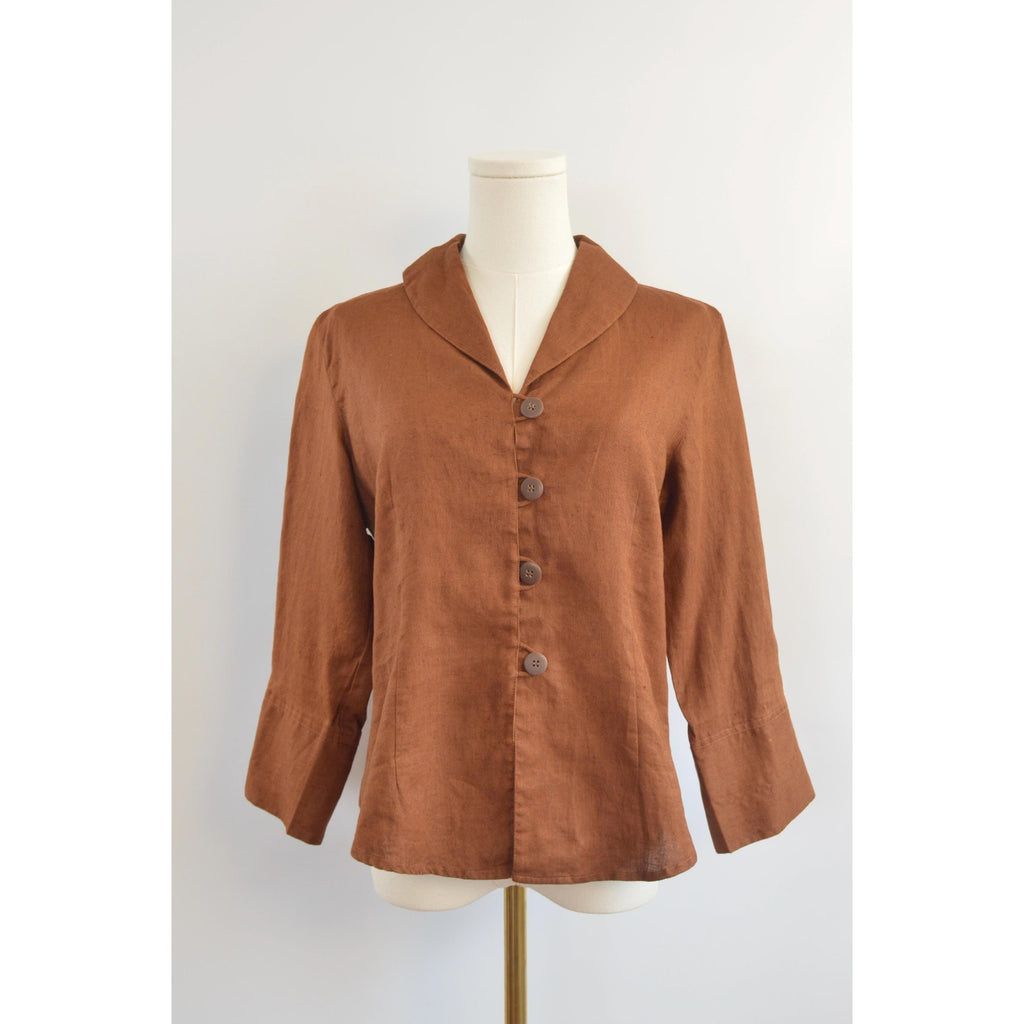 pure linen copper bronze cropped blouse