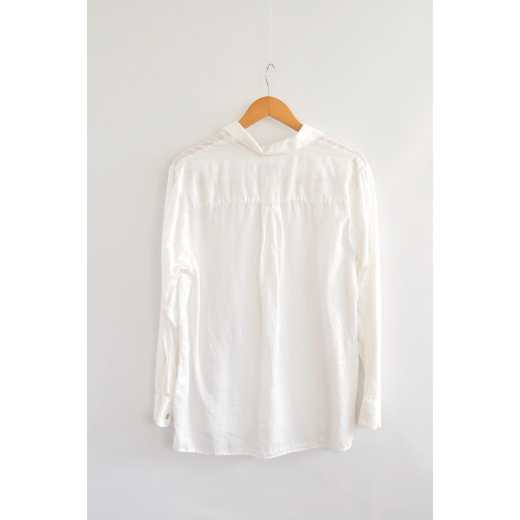 perfect flowy white linen button down top