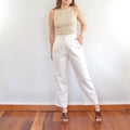 vintage white liz sport linen and cotton straight leg pants