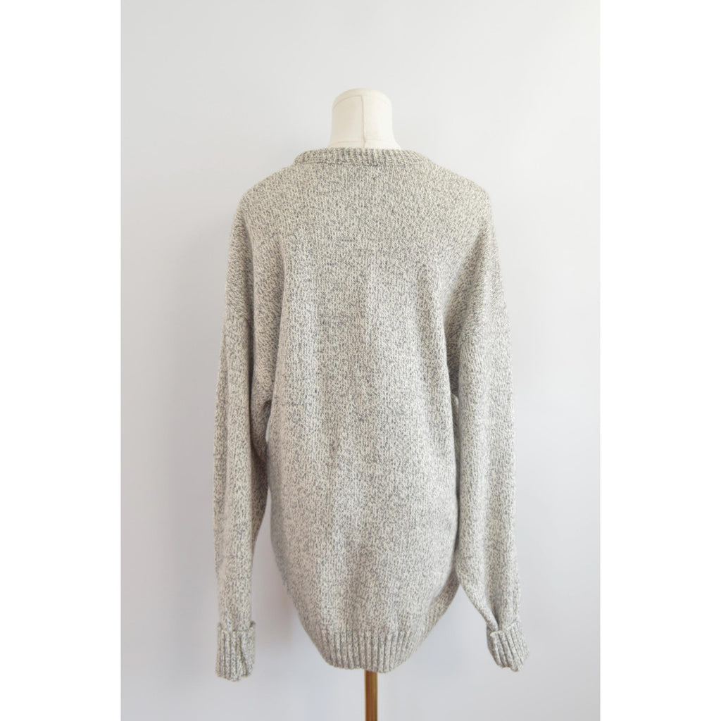 gray marled cotton and wool blend northwoods crew neck