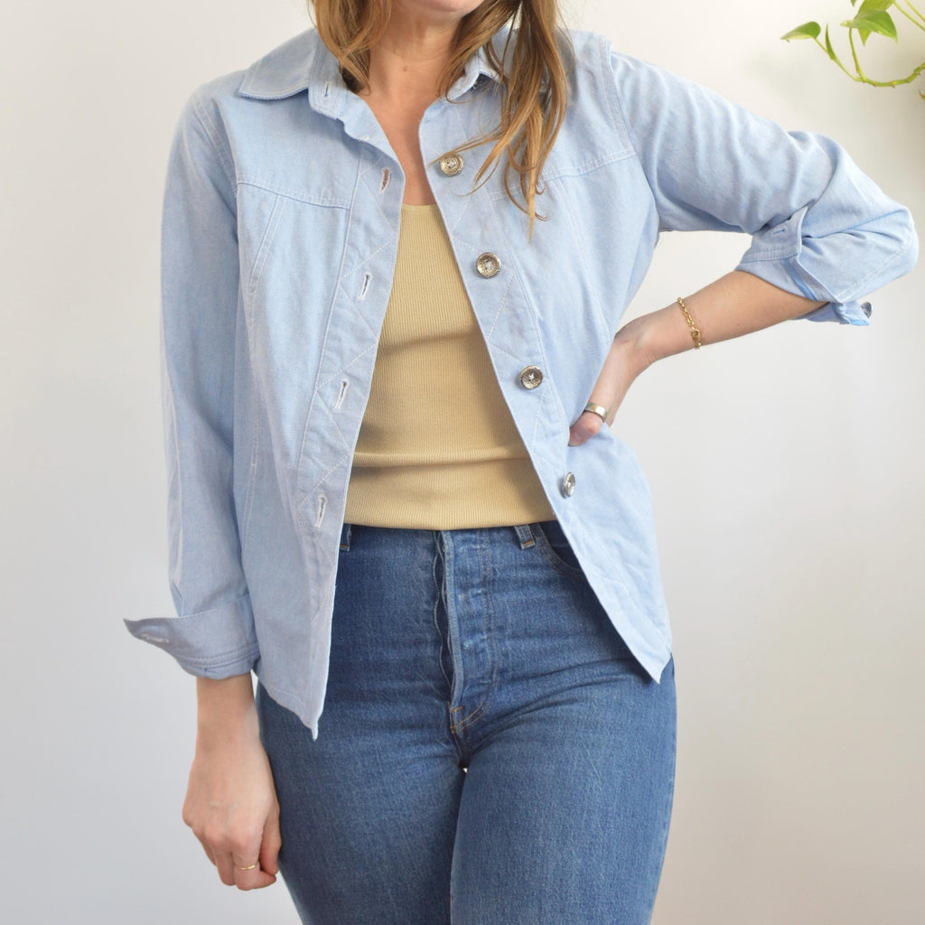 light wash cotton denim vintage western style shirt jac