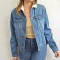 shearling collar cropped arizona jean jacket