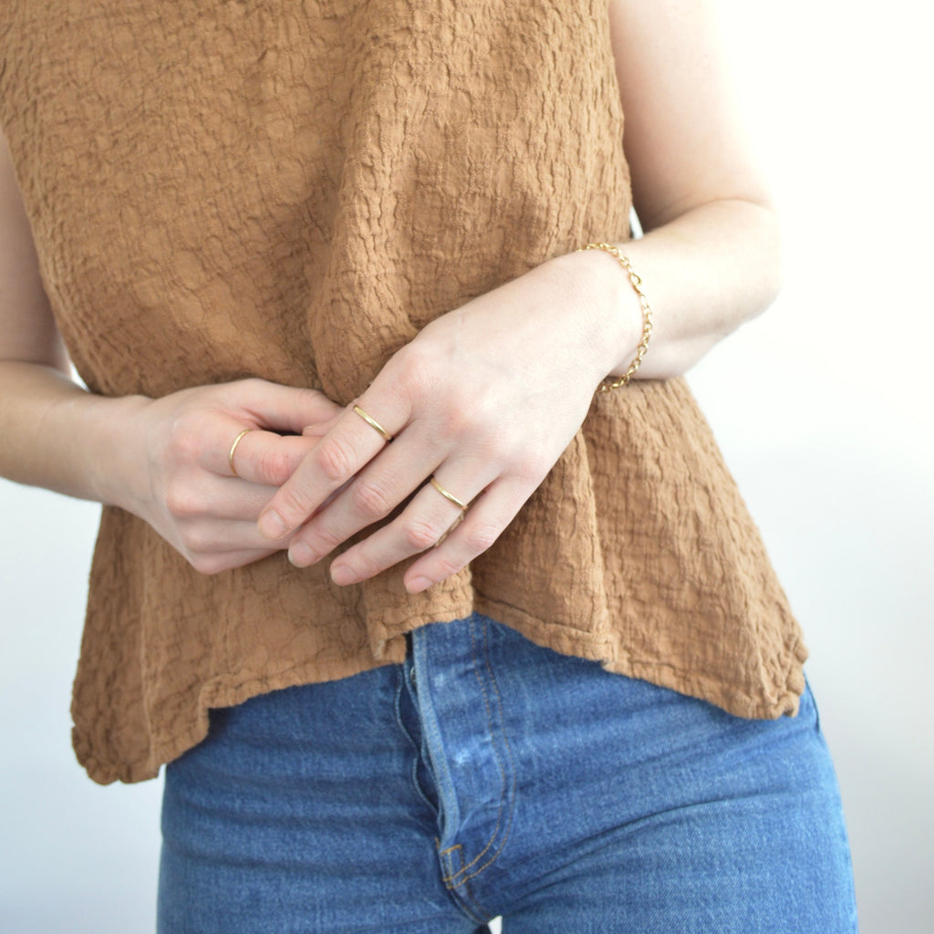 brown textured linen flax tank