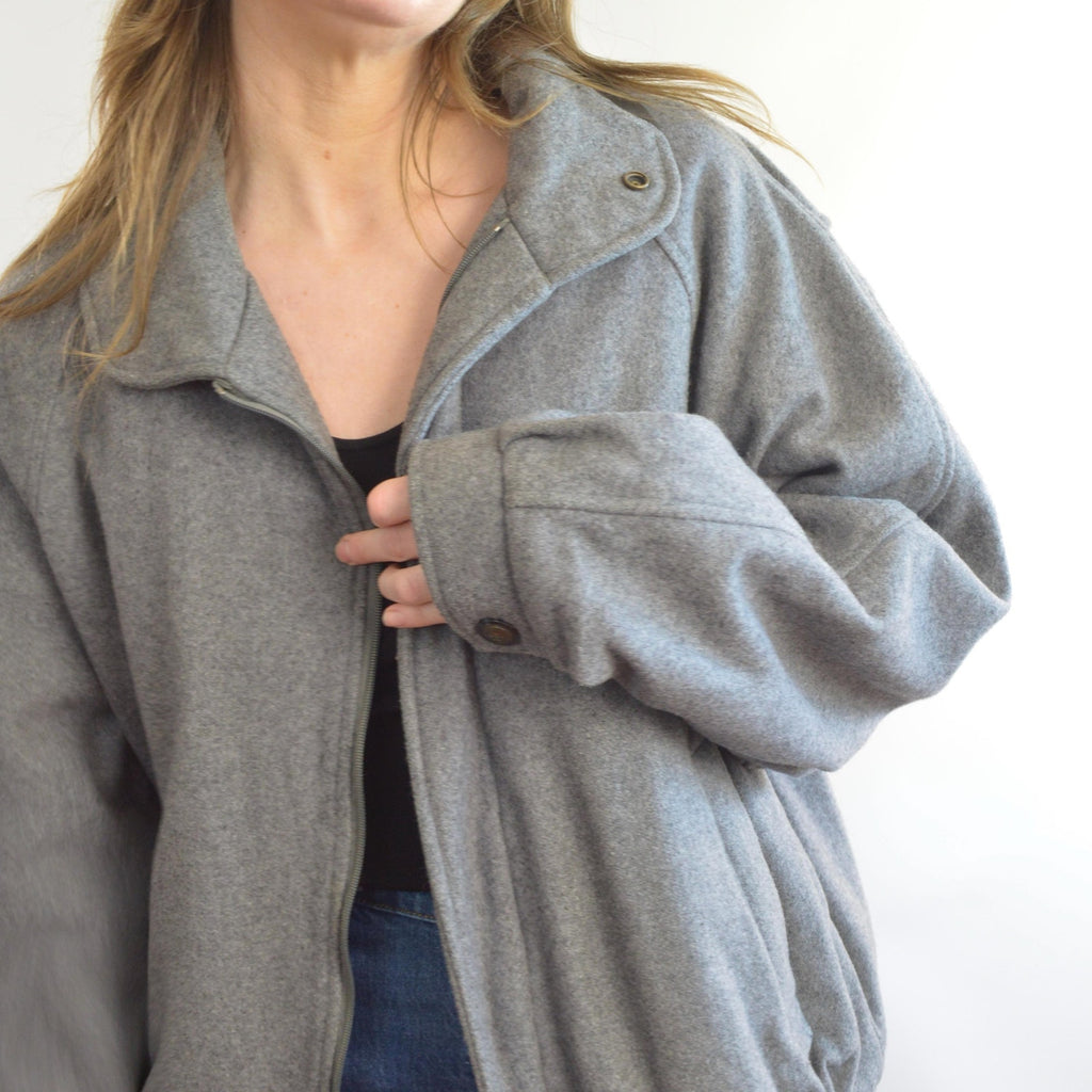 gray wool vintage member’s only bomber jacket