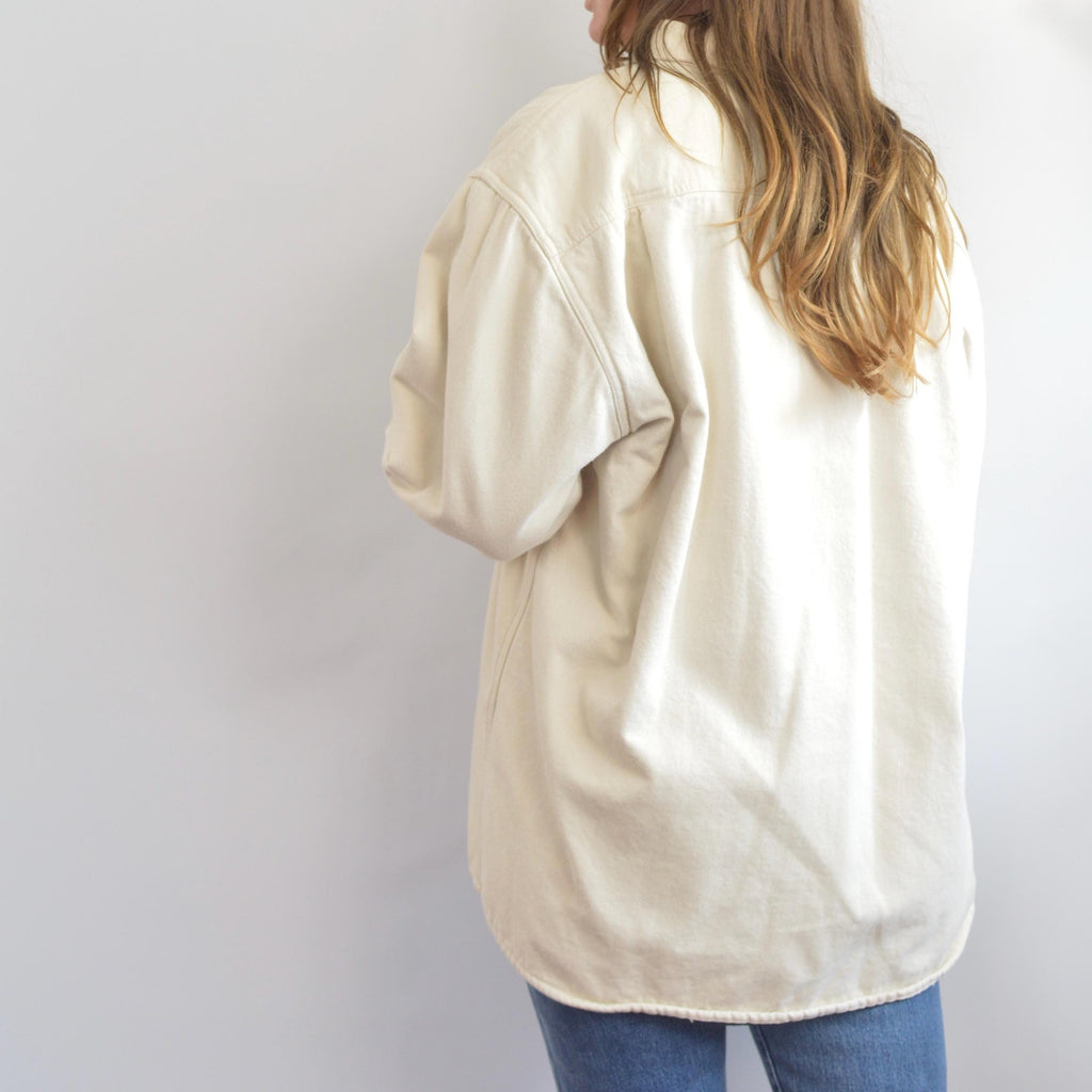 fleece lined cream cotton chore coat