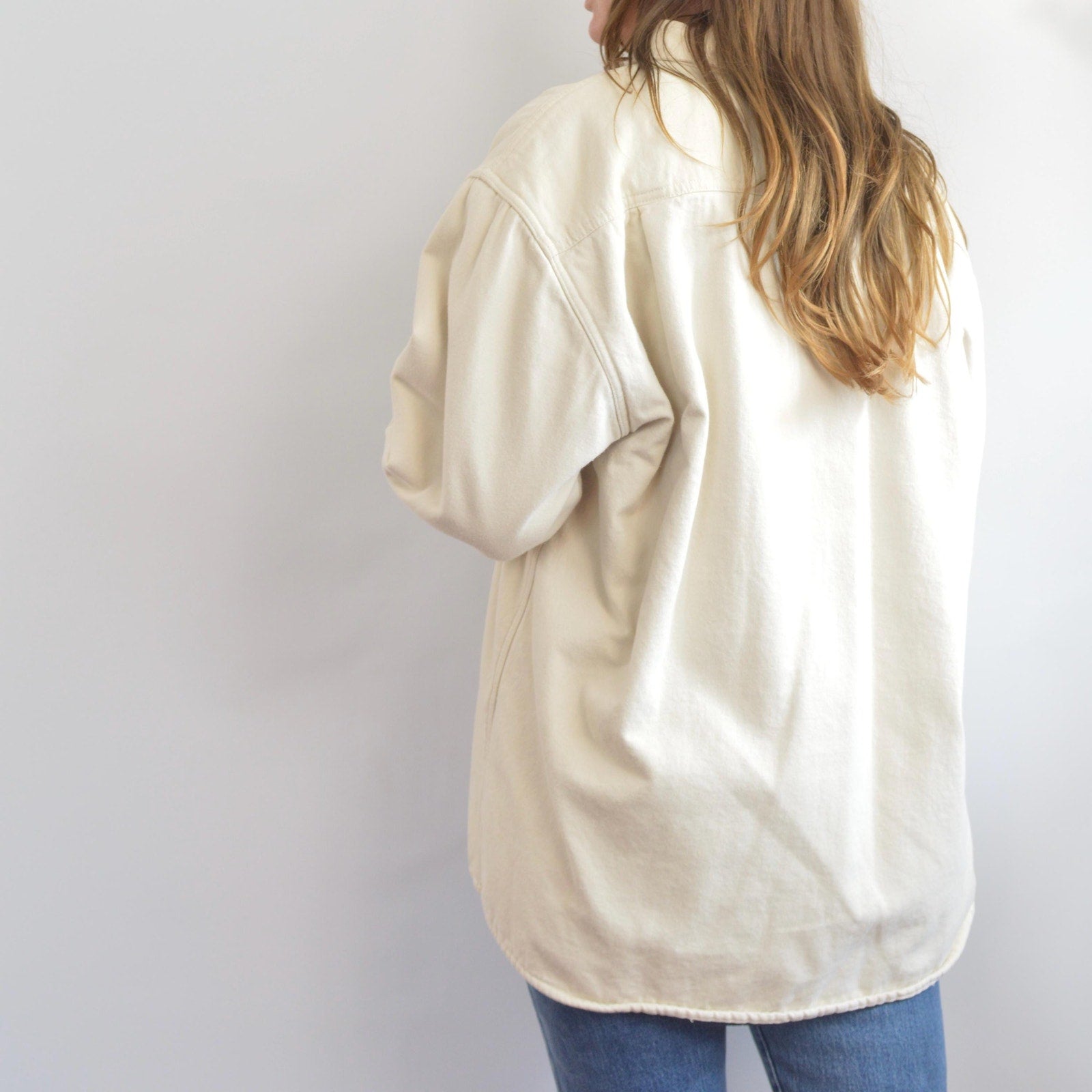 fleece lined cream cotton chore coat