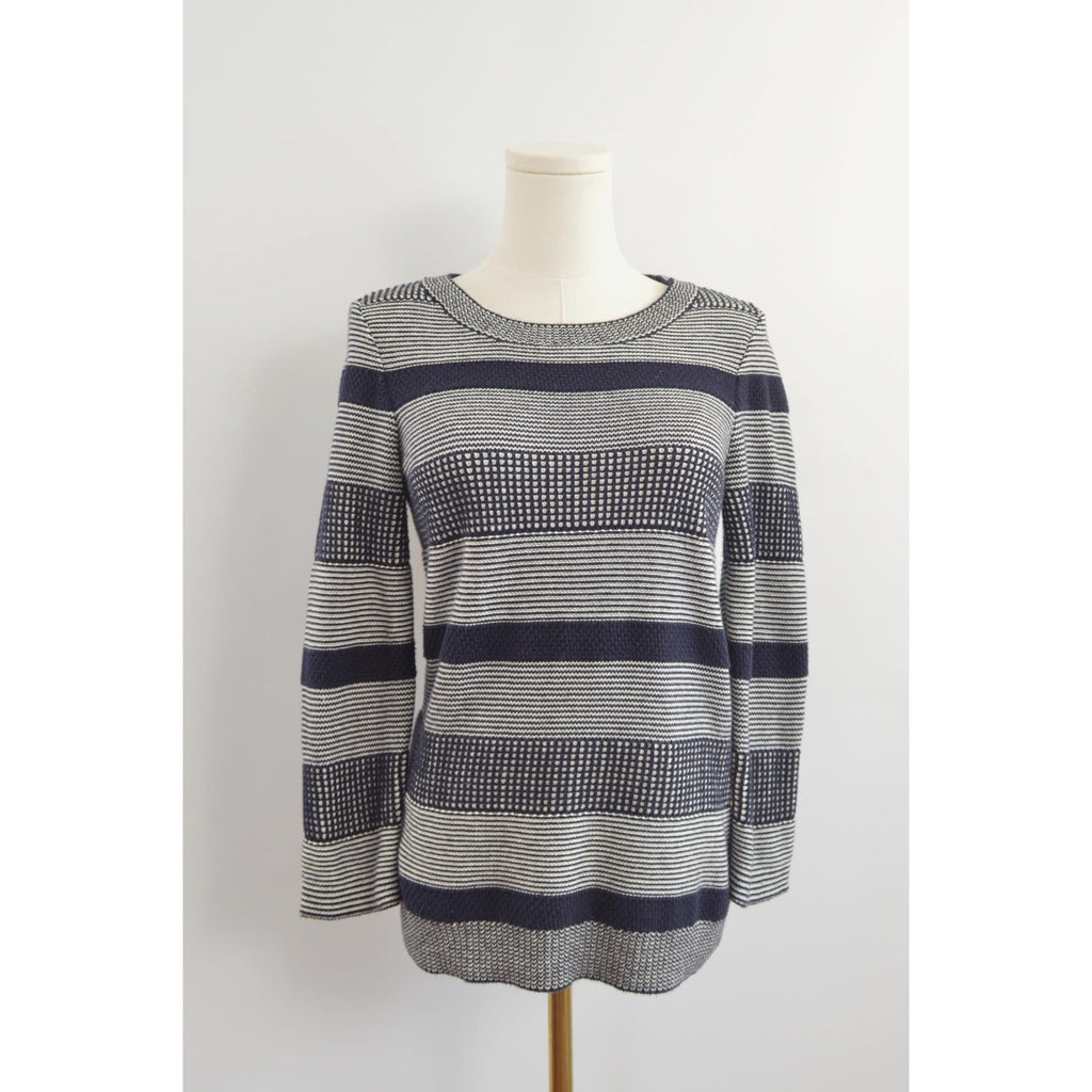 navy and white vintage tommy hilfiger cotton crew neck sweater