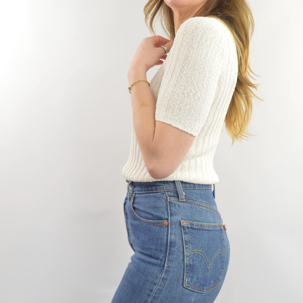 ivory nubby knit sweater tee