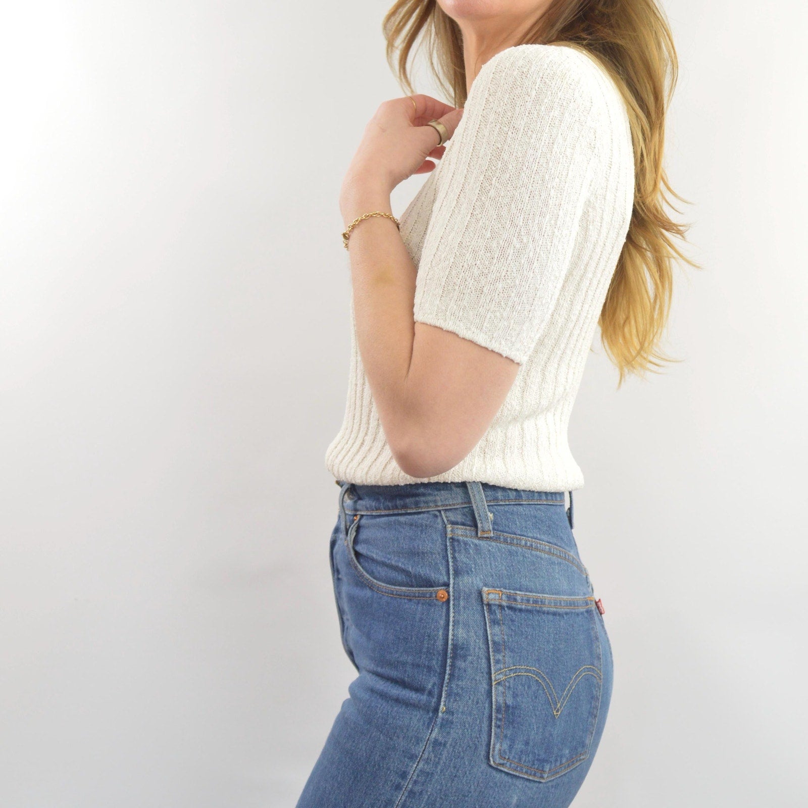 ivory nubby knit sweater tee
