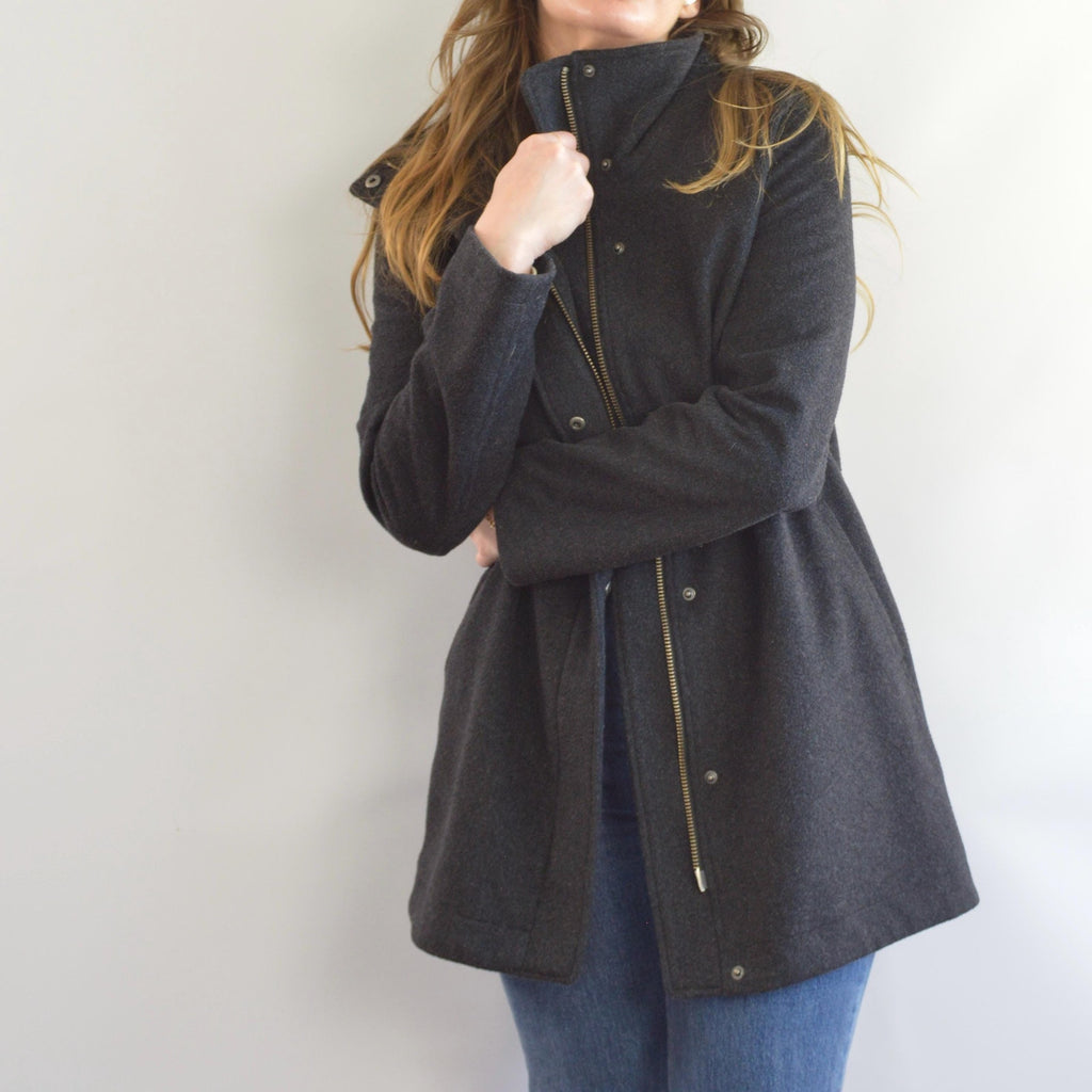 dark charcoal gray vintage pendleton zip up overcoat