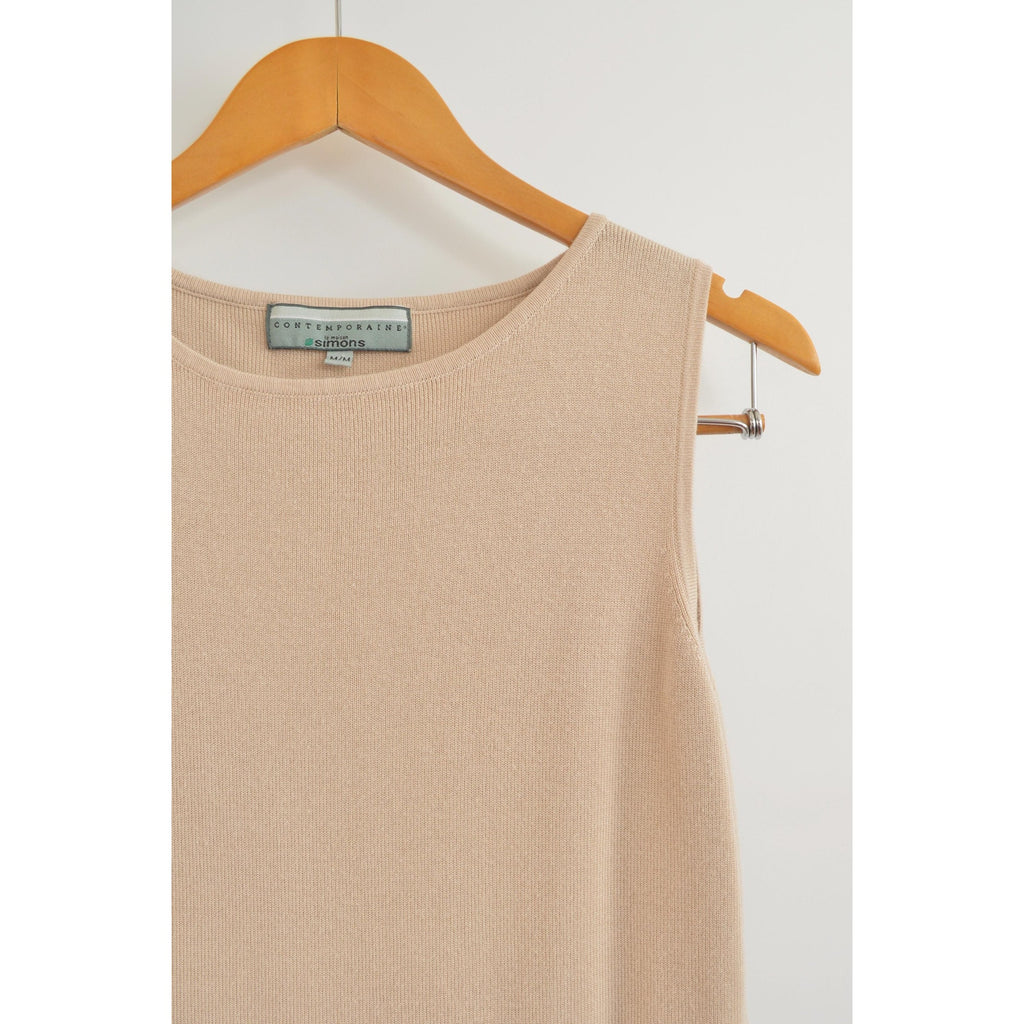 taupe beige cotton blend knit sweater tank