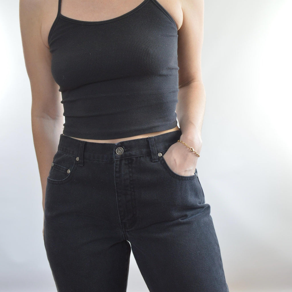 30 x 28 black tapered high waisted LA blues vintage denim