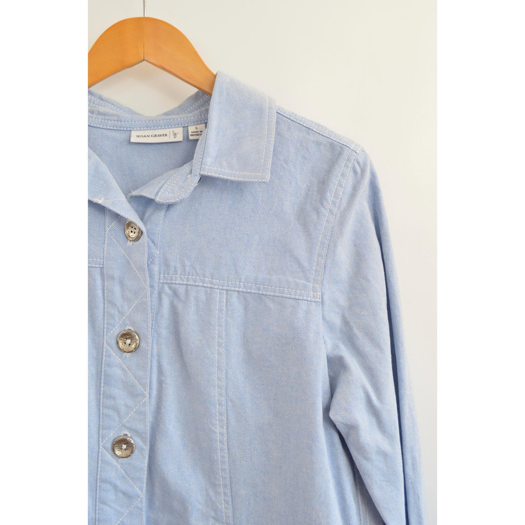 light wash cotton denim vintage western style shirt jac