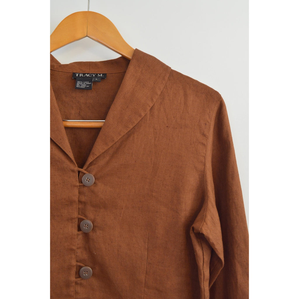 pure linen copper bronze cropped blouse