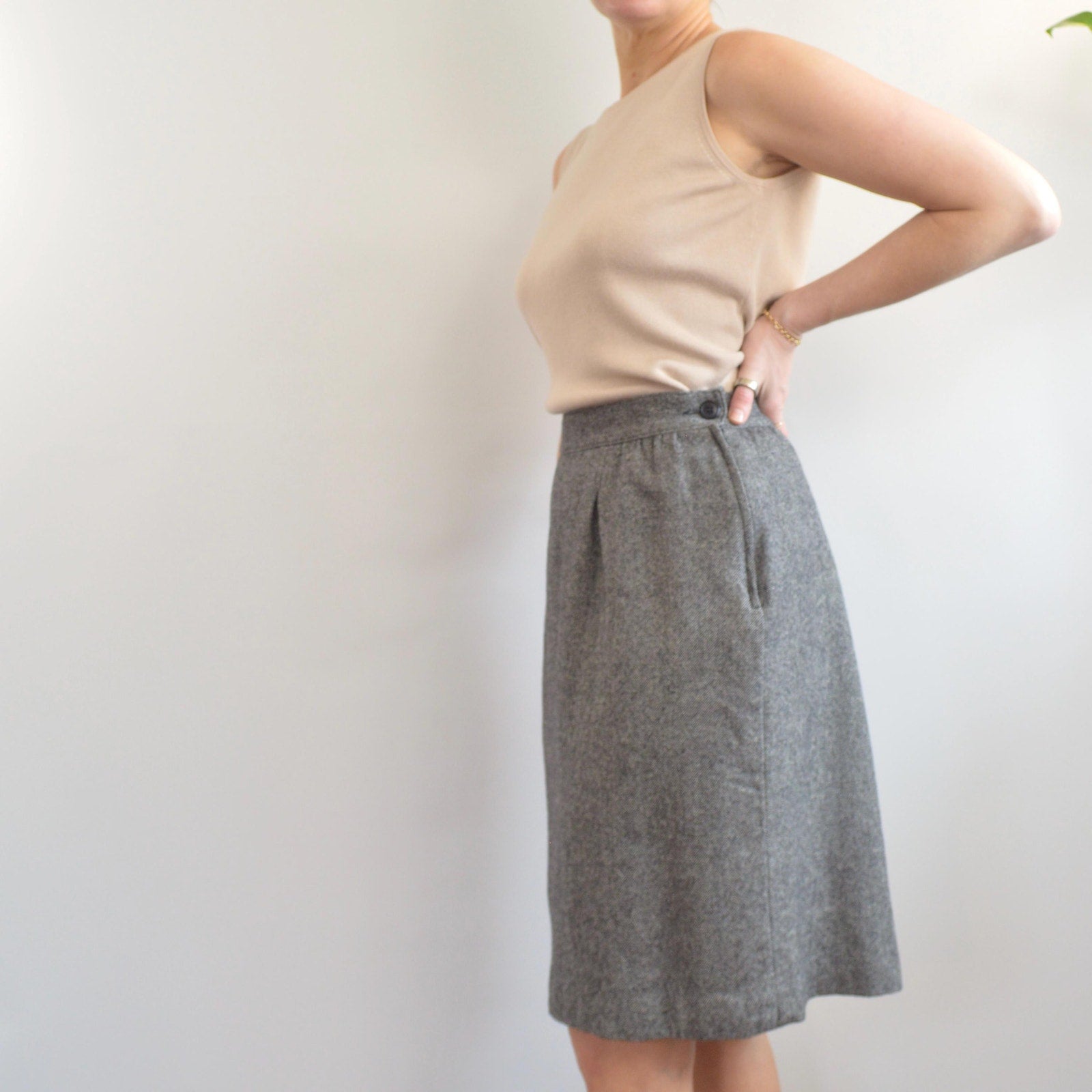 vintage black and white micro stripe pendleton wool skirt size 16