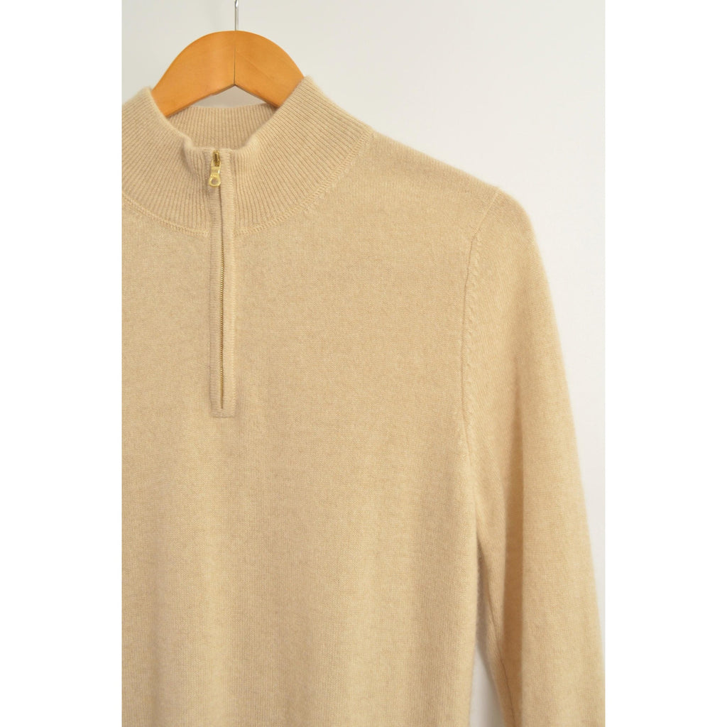 perfect oatmeal cashmere half zip sweater