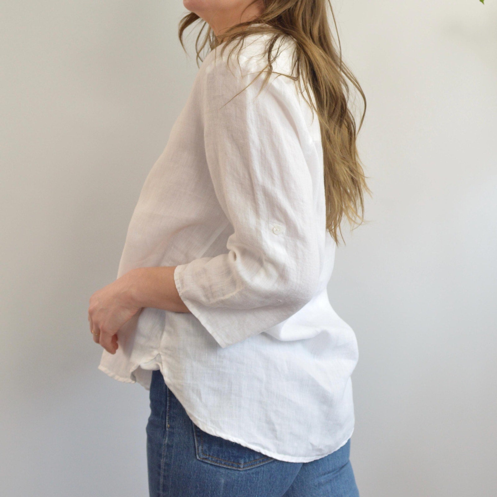 white pure linen vintage cynthia rowley blouse