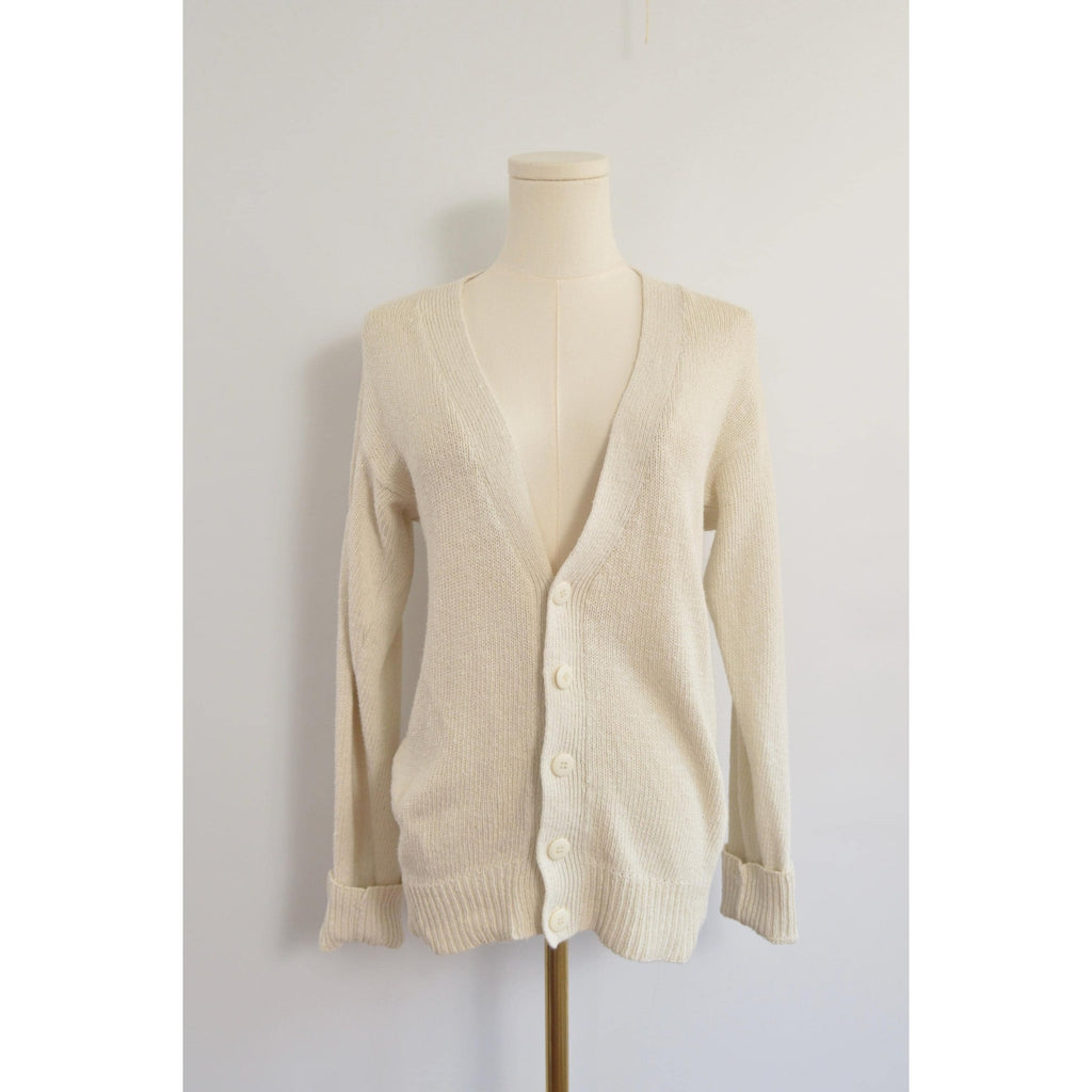 simple off-white silk and cotton blend cardigan