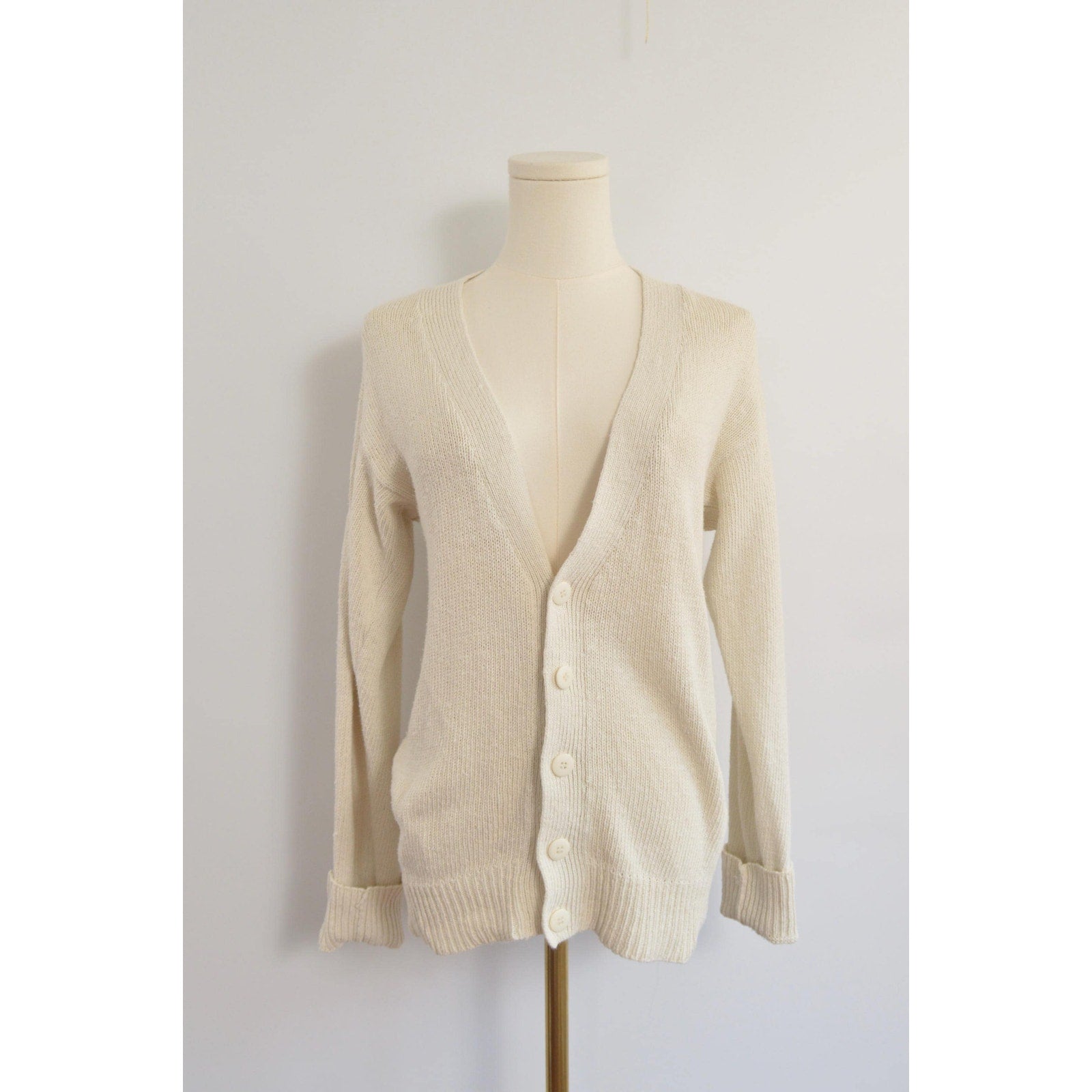 simple off-white silk and cotton blend cardigan