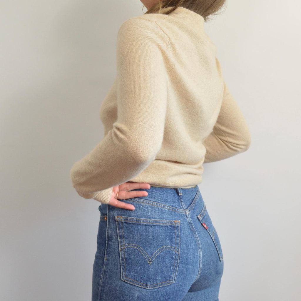 perfect oatmeal cashmere half zip sweater
